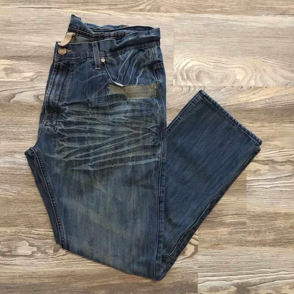 Jordan Craig Embroidered Straight Leg Medium Wash Jeans 38 x 32